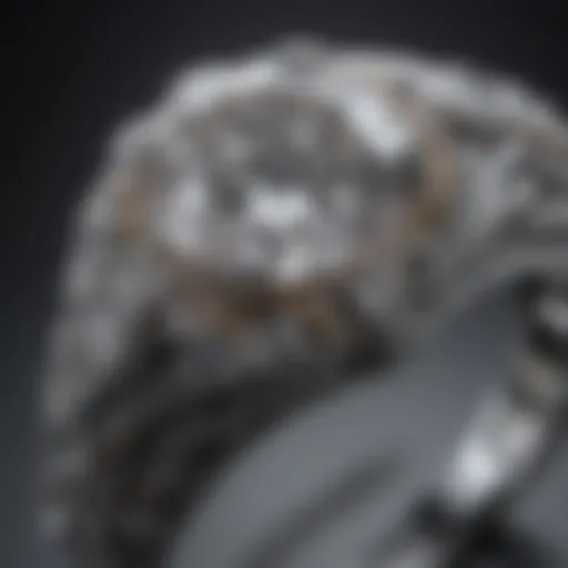Close-up of a diamond ring showcasing intricate details