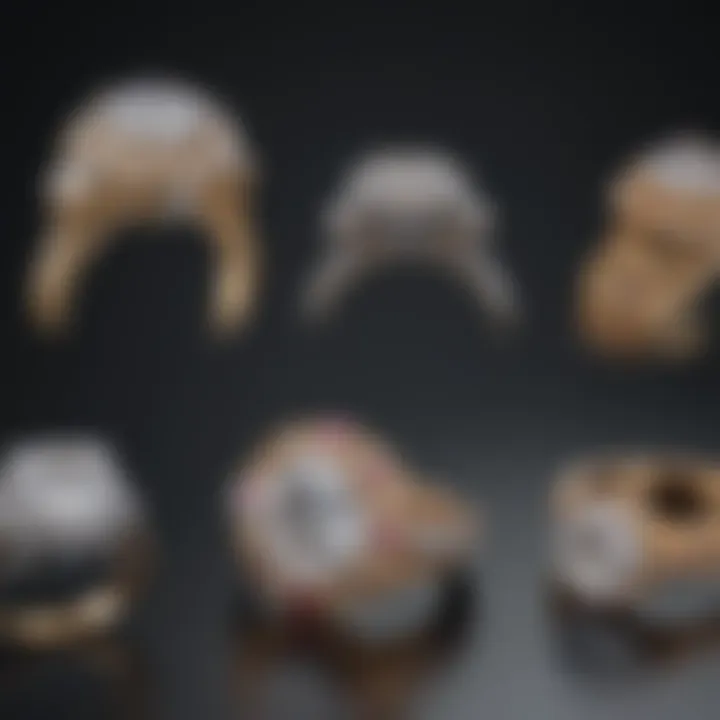 Comparison of various ring settings highlighting different heights and styles.