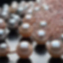 A close-up of lustrous farmed pearls highlighting their unique luster and surface texture.