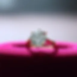 A luxurious engagement ring displayed elegantly on a velvet surface