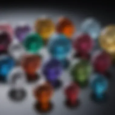 Comparison chart of various gemstone types and their weights