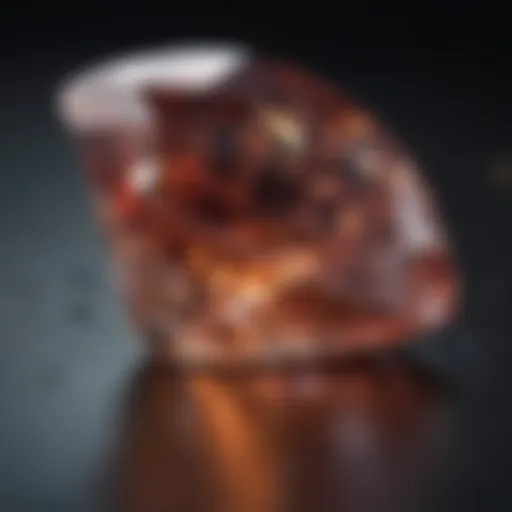 Close-up of a sparkling gemstone with GIA certification details