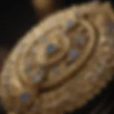 Close-up view of gold karat jewelry showcasing intricate designs.