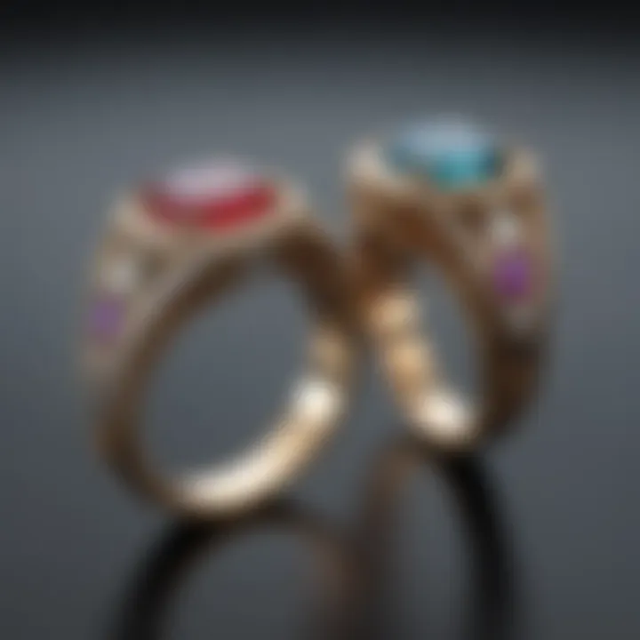 Visual representation of customized rings featuring half sizes
