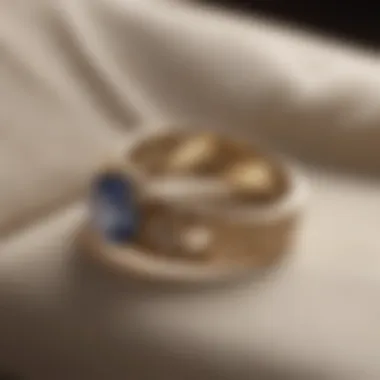 A beautiful wedding ring resting on a plush cushion