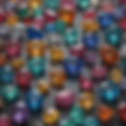 An array of gemstones with varying colors and shapes, showcasing their unique qualities.