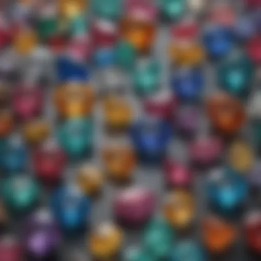 An array of gemstones with varying colors and shapes, showcasing their unique qualities.