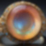 Close-up view of a jelly opal ring showcasing its unique play-of-color and translucence.