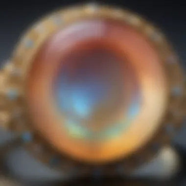 Close-up view of a jelly opal ring showcasing its unique play-of-color and translucence.