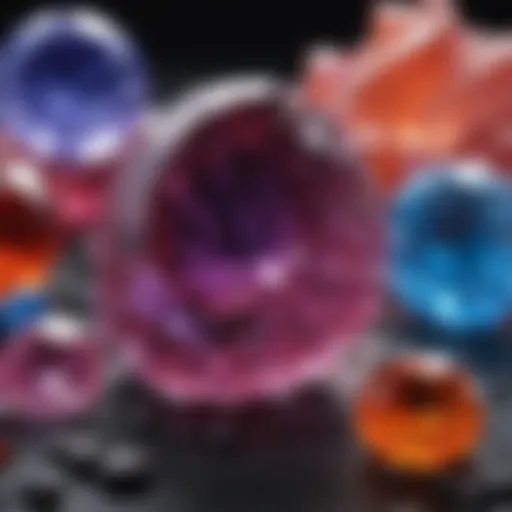 Close-up view of lab corundum showcasing its vibrant colors and clarity.