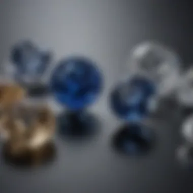 Comparison of natural and lab-created sapphires side by side.