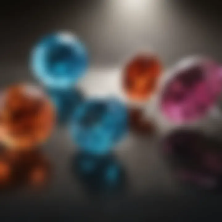 Side-by-side comparison of lab-created and natural gemstones