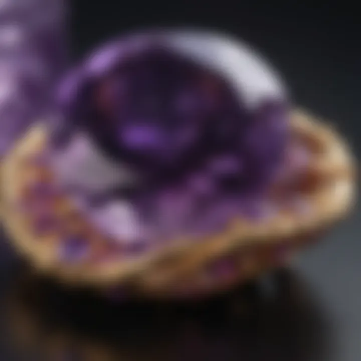 Close-up of a stunning amethyst gemstone showcasing its deep purple hue