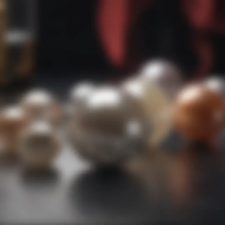 A selection of pearls arranged by size to highlight differences