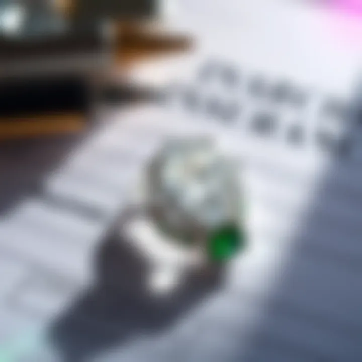 Overlay of insurance documents with a sparkling ring