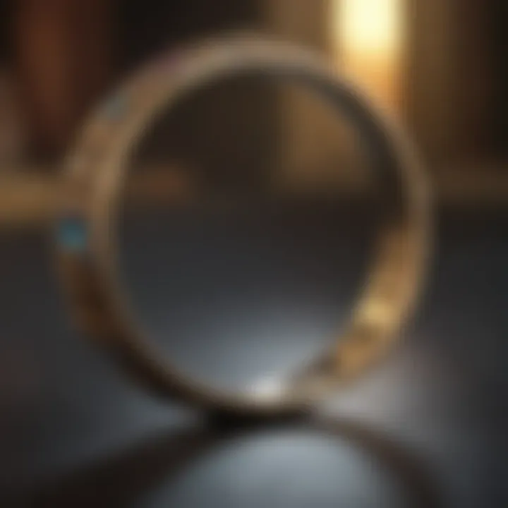 Magnifying glass over a ring showcasing intricate details