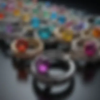 Colorful ring sizer set arranged aesthetically