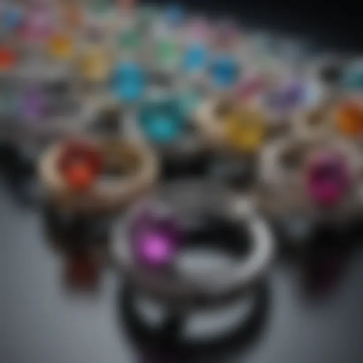 Colorful ring sizer set arranged aesthetically