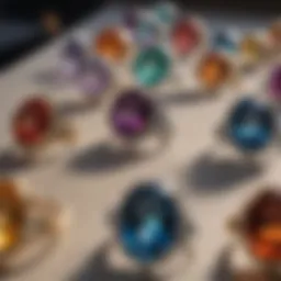 A selection of gemstone rings showcasing various stone sizes.