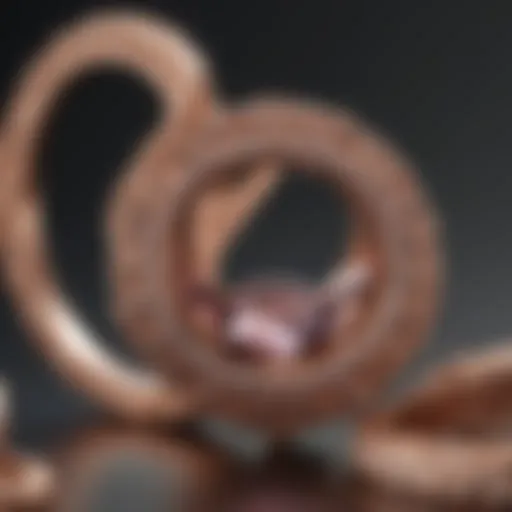 Close-up of rose gold jewelry highlights its unique hue