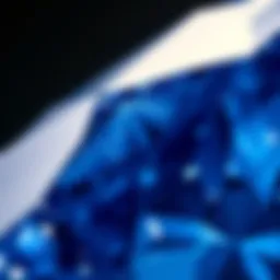 An intricate close-up of a sapphire highlighting its vibrant blue hue and crystalline structure