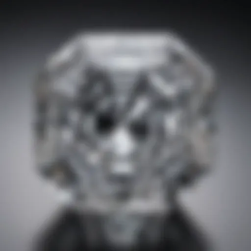 A close-up view of a stunning Asscher cut diamond showcasing its unique facets.