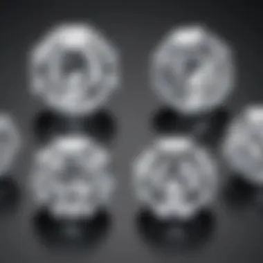 A side-by-side comparison of different variations of the Asscher cut diamonds.