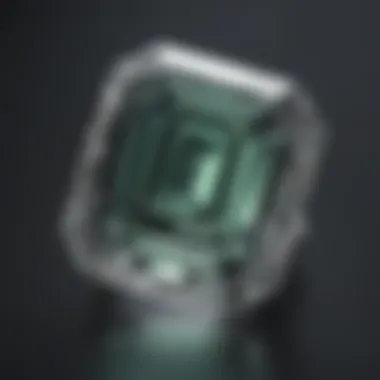 Close-up of an emerald cut diamond showcasing its clarity