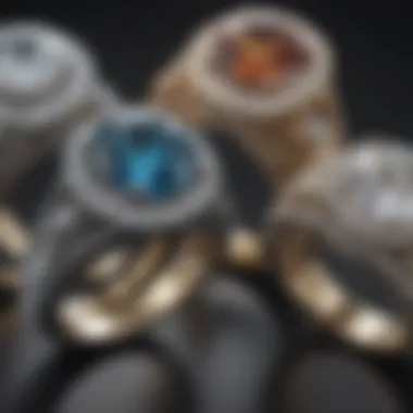 Diverse Styles of Diamond Rings A selection of diamond rings showcasing different styles and settings