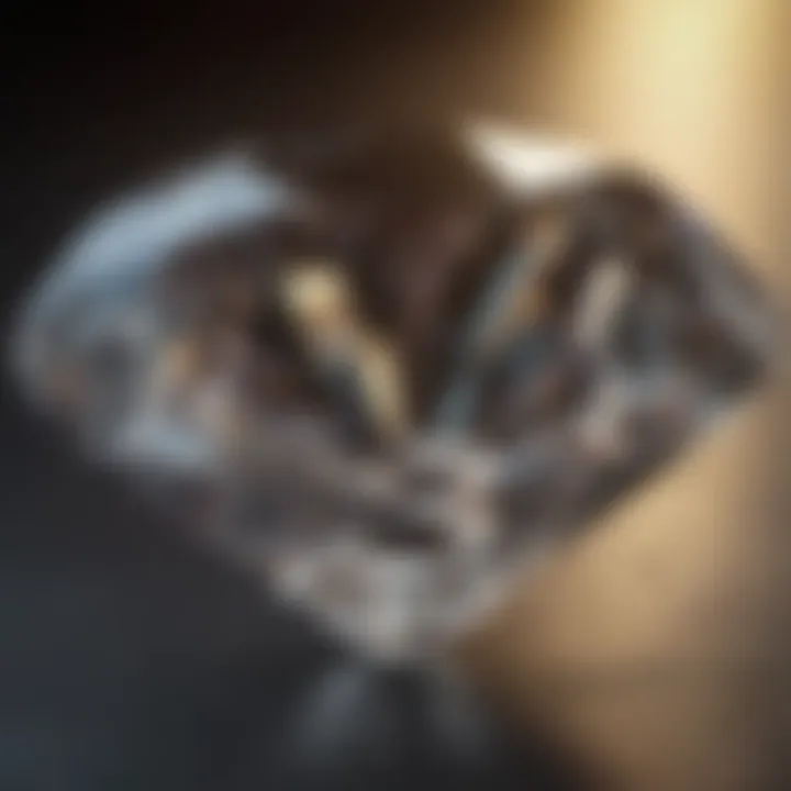 Close-up view of a diamond's facets reflecting light