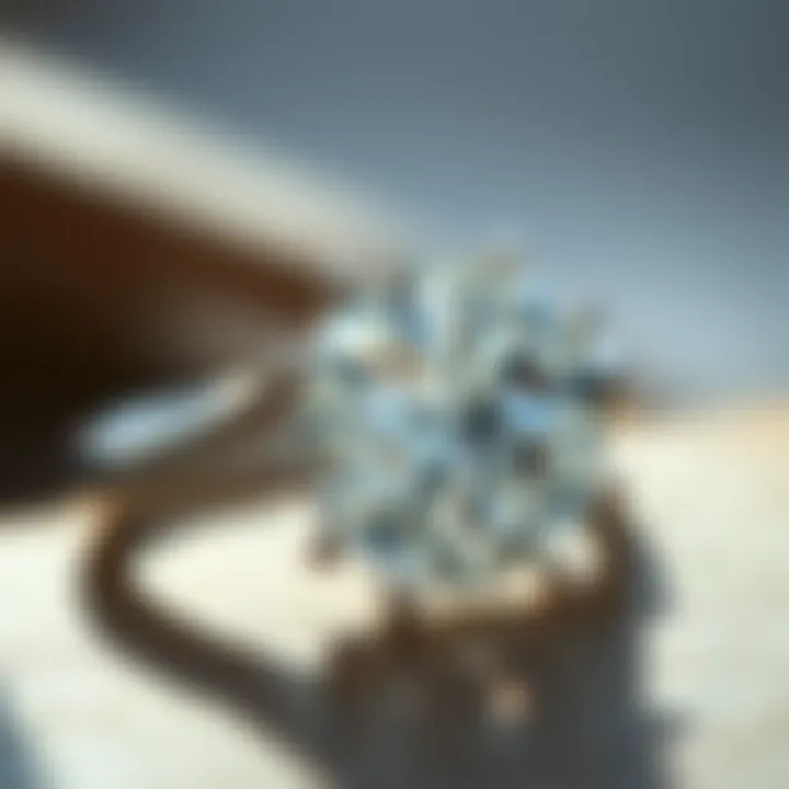 Close-up of a diamond engagement ring highlighting its cut and clarity.