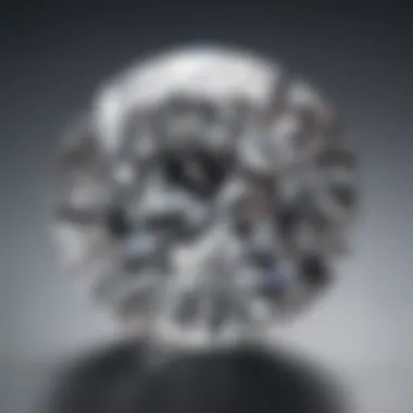 A close-up view of a diamond revealing its clarity and internal characteristics.