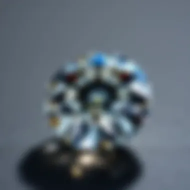 A close-up view of a polished diamond reflecting light