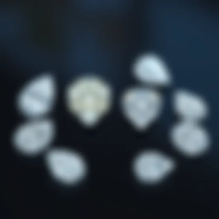 Comparison of various pear shaped diamonds highlighting different dimensions and sizes