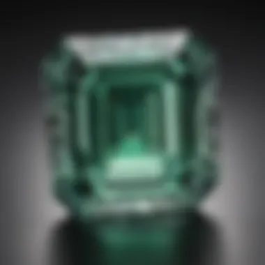 Close-Up of Emerald Cut Facets A close-up view of an emerald cut diamond showcasing its facets