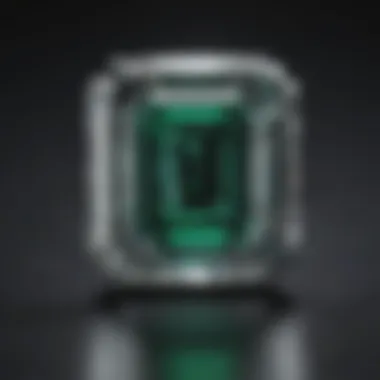 Emerald Cut Diamond Display An emerald cut diamond on a luxurious velvet display