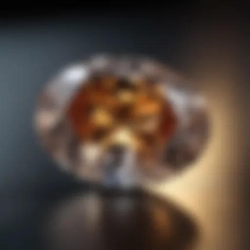 Detailed view of an oval diamond showcasing its brilliance and fire