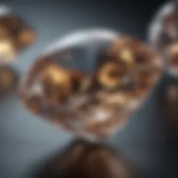 Detailed view of a diamond showcasing various cut styles