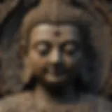 Close-up view of a Buddha stone showcasing its intricate patterns and textures