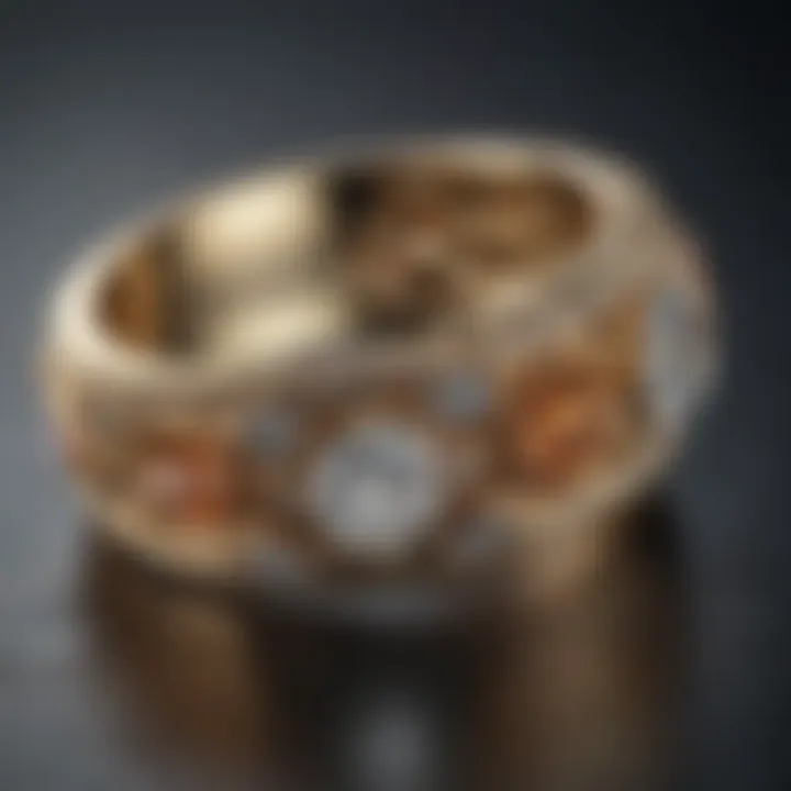 Different styles of wedding bands arranged artistically