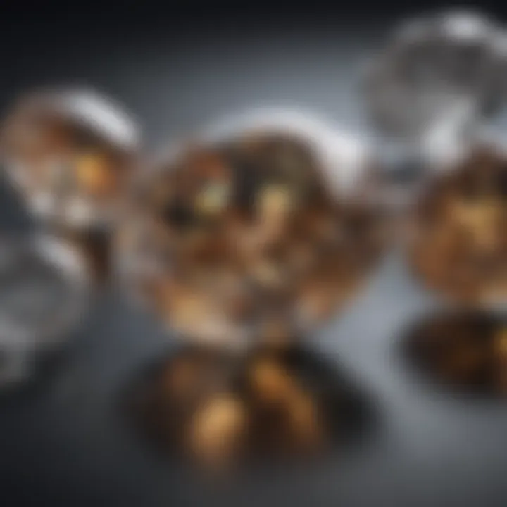 A stunning display of various diamond sizes arranged elegantly on a plush surface.