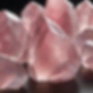 Close-Up of Rose Quartz Crystals A close-up view of rose quartz crystals showcasing their unique pink hues and transparency