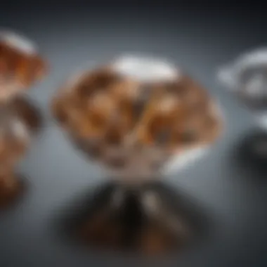 Illustration of the Four Cs of diamonds: cut, color, clarity, and carat weight