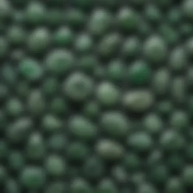 Diverse jade types and their characteristics An artistically arranged display of different jade types and their unique characteristics.
