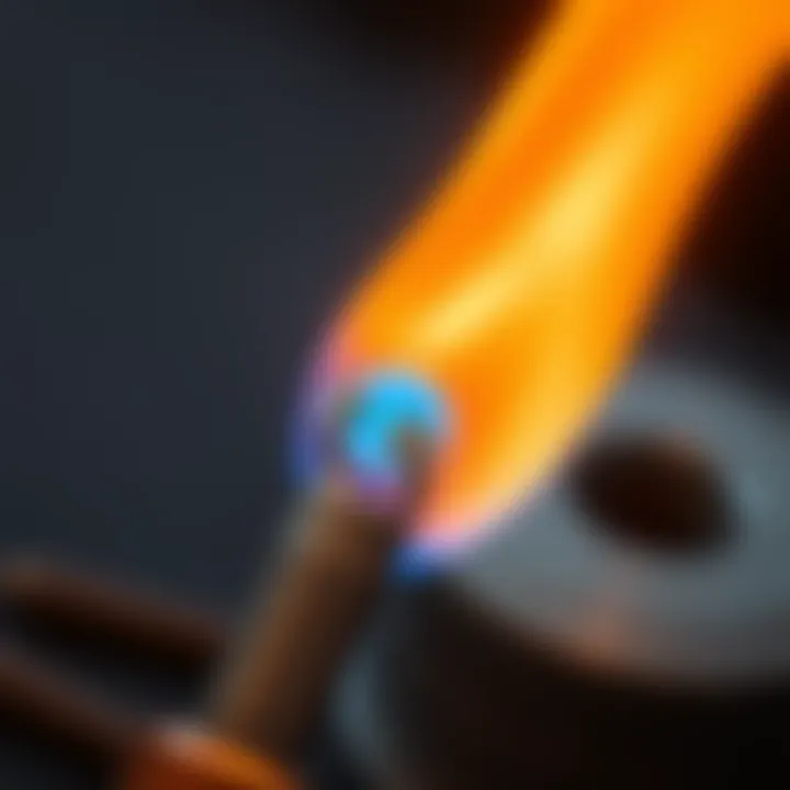 Precision flame from a propane torch used in gemstone crafting
