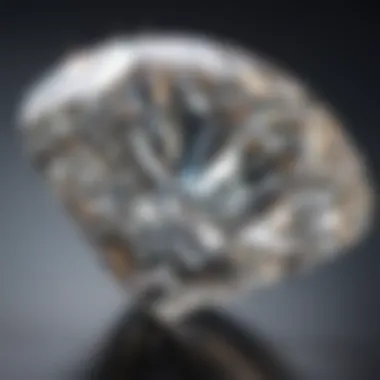 Close-up of a shimmering 6x8 moissanite gemstone showcasing its brilliance and facets.