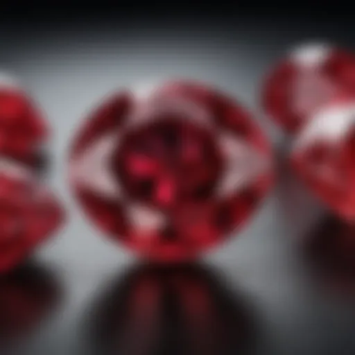 A close-up view of a vibrant four-carat ruby showcasing its intense color and clarity.