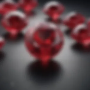 A detailed infographic illustrating the 4Cs of ruby valuation: color, clarity, cut, and origin.