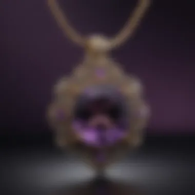 Elegant Amethyst Pendant A beautifully crafted amethyst pendant displayed on a velvet background highlighting its brilliance