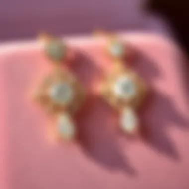 Elegant diamond earrings displayed on a soft velvet background